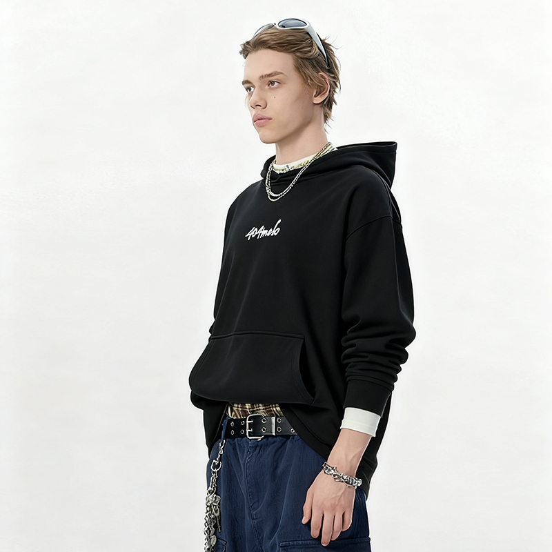 25年秋冬高品质百搭爆款纯棉连帽卫衣美式高街潮牌男