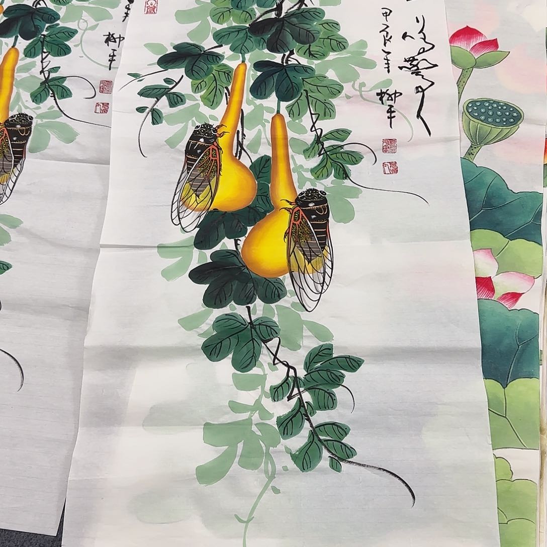 国画尺寸50X100手绘作品 