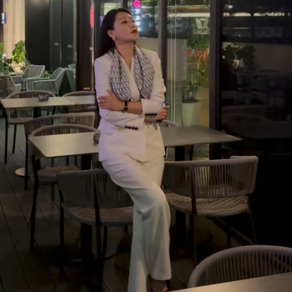 分割领真丝羊毛套装