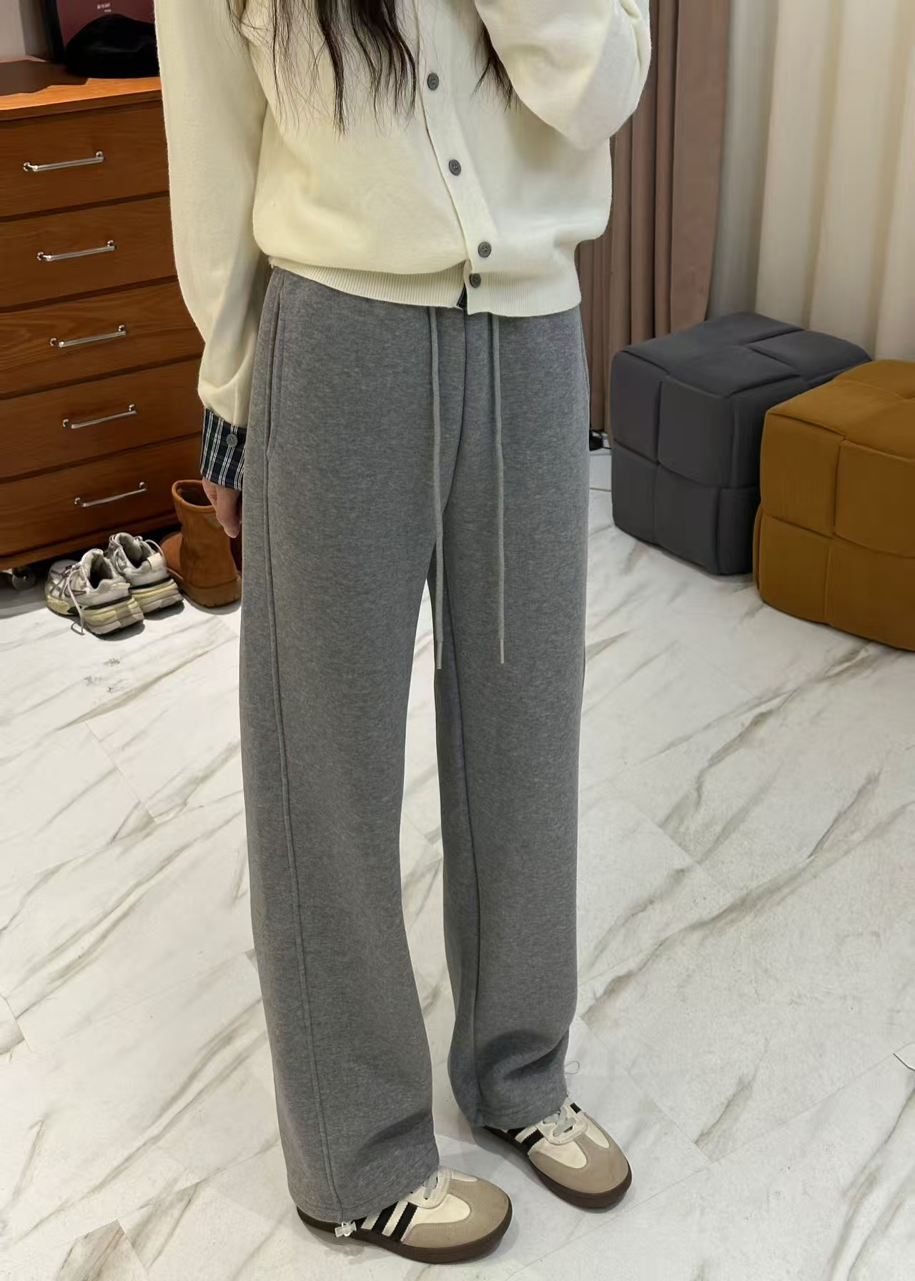 【加绒加厚】一条过冬两穿卫裤新氧棉窄版显瘦小个子阔腿裤