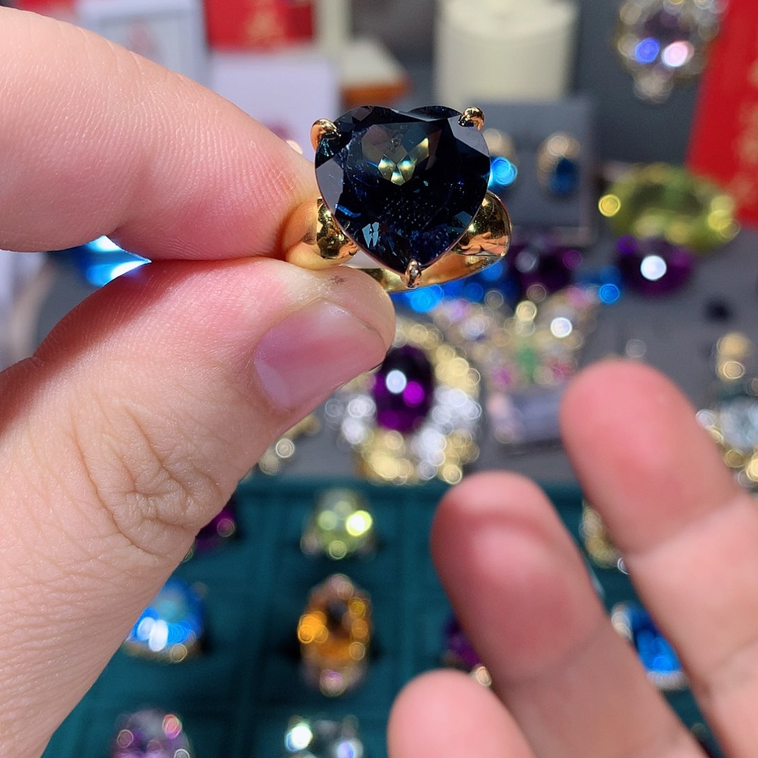 托帕石戒指银S925镶嵌珍*戒指