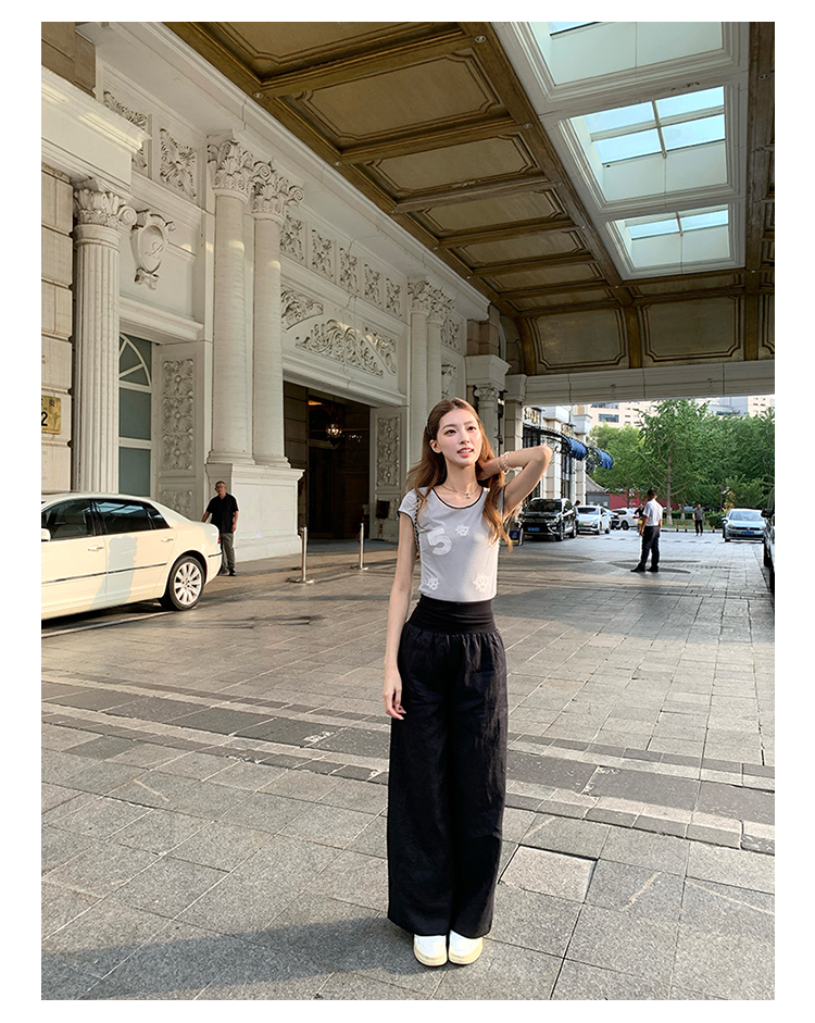 SourceWithU 6.20 莉莉摆 2色100亚麻拼莱赛尔高腰宽松凉感休闲裤