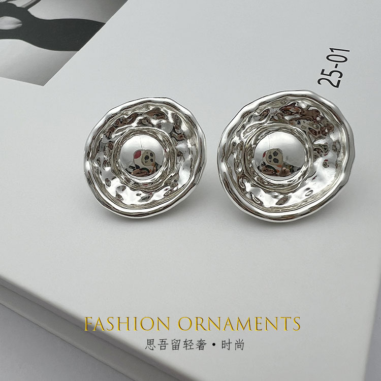 铜合金耳饰 1365 时尚金属银色高冷风 个性耳钉