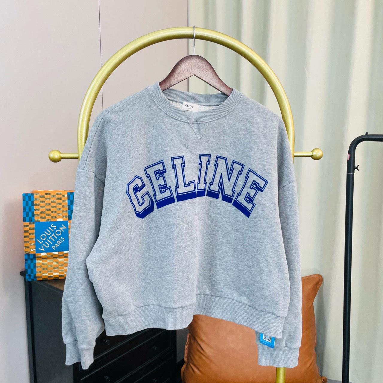 99新 Celine/思琳 大logo灰色卫衣 S码 99新
