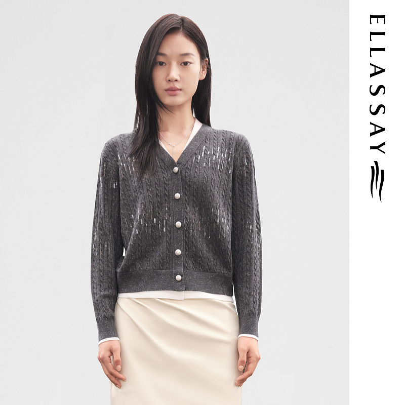 ELLASSAY歌力思早春新款绵羊毛随性慵懒针织衫女EWV354M00300