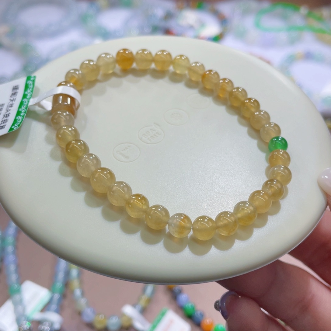 未镶嵌手链翡翠高冰黄卡5-6