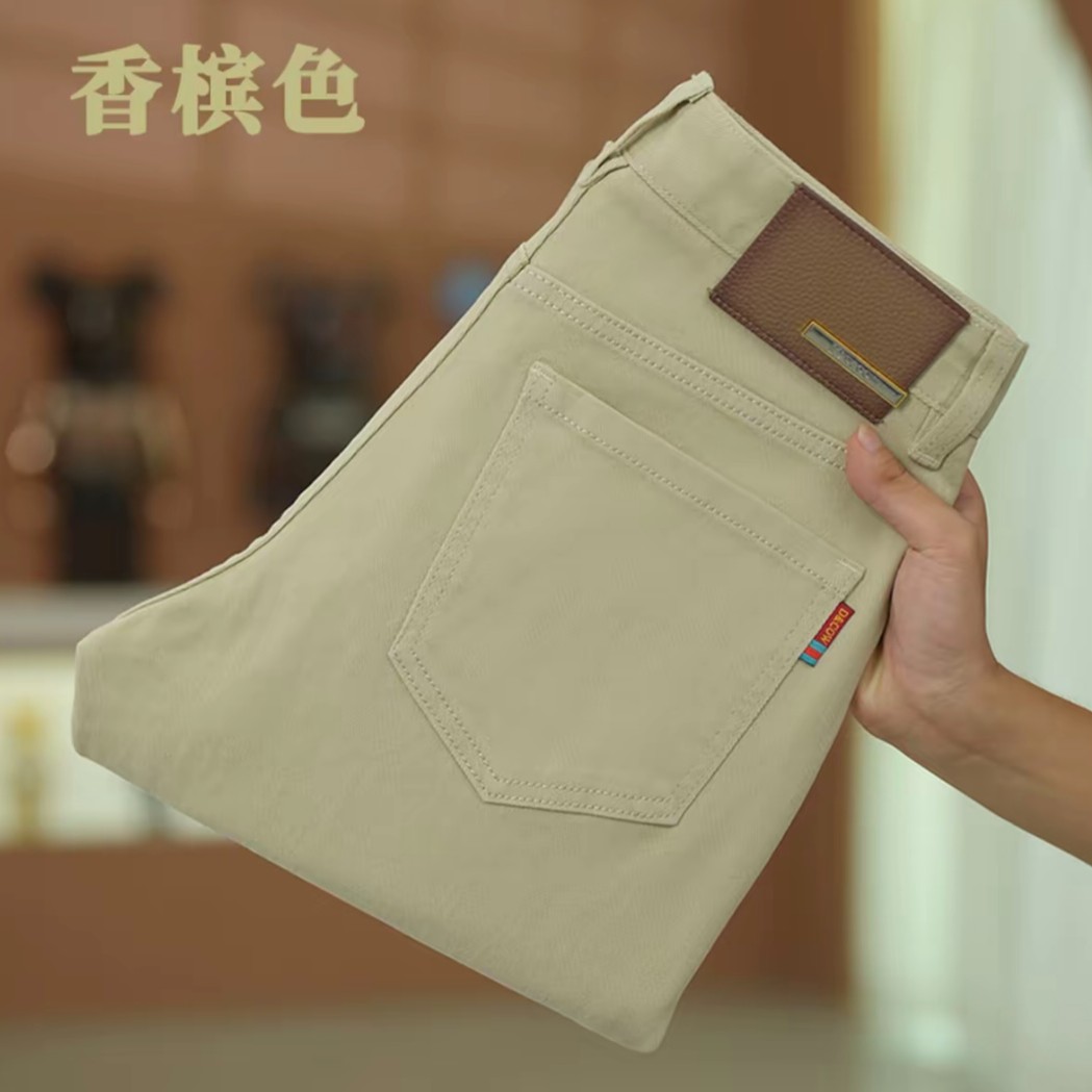 【香槟金】2025秋冬新款男士轻奢软牛仔裤弹力修身直筒版型加绒加厚