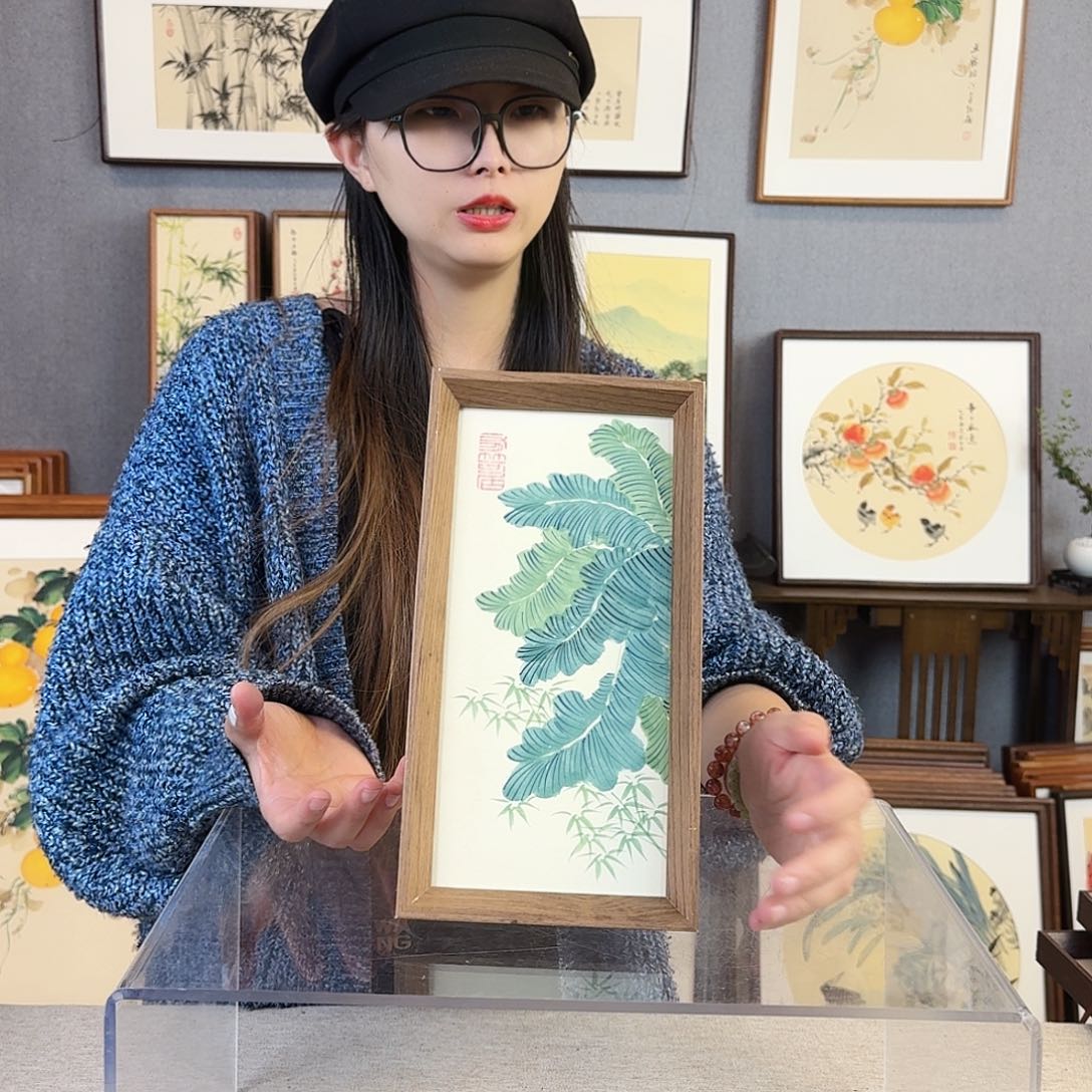 书法手绘带框尺寸：16*29