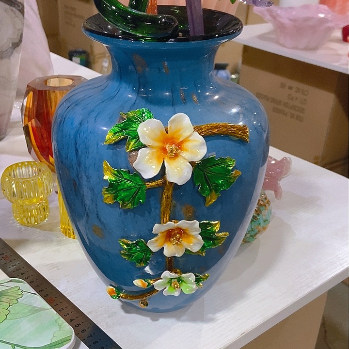 无铅玻璃琉璃花瓶高30口9