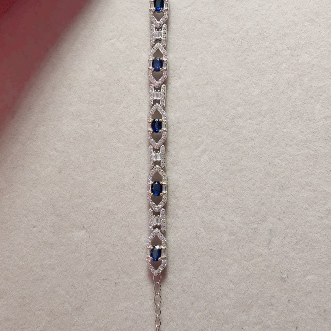 蓝宝石手链银S925镶嵌