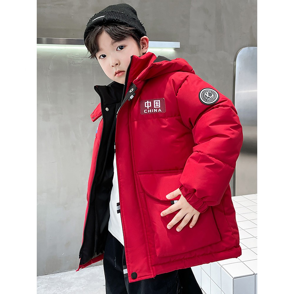 YeeHoO/英氏男童服冬装2025新款中大童加厚红色男孩蛇年服儿