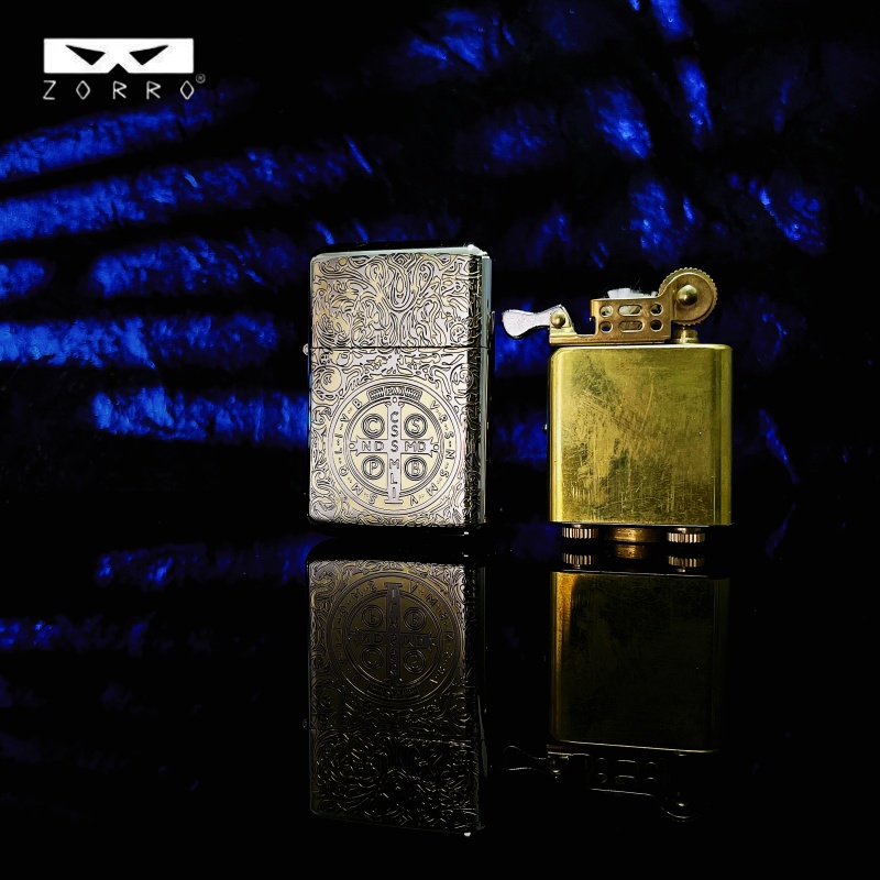 ZORRO煤油防风打火机黄铜白镍康斯坦丁送男友礼物