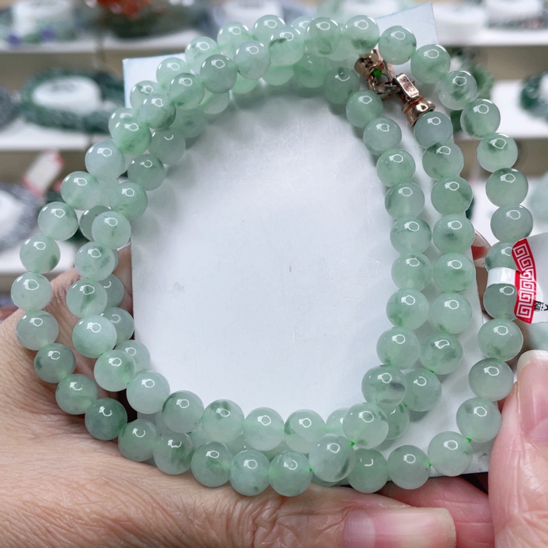 翡翠未镶嵌颈饰天然翡翠项链7.2mm