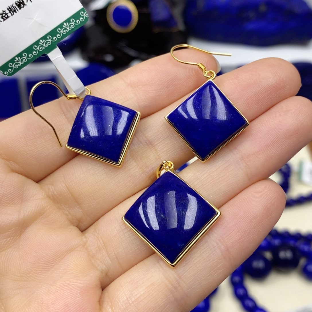 青金石套装银S925镀金镶嵌