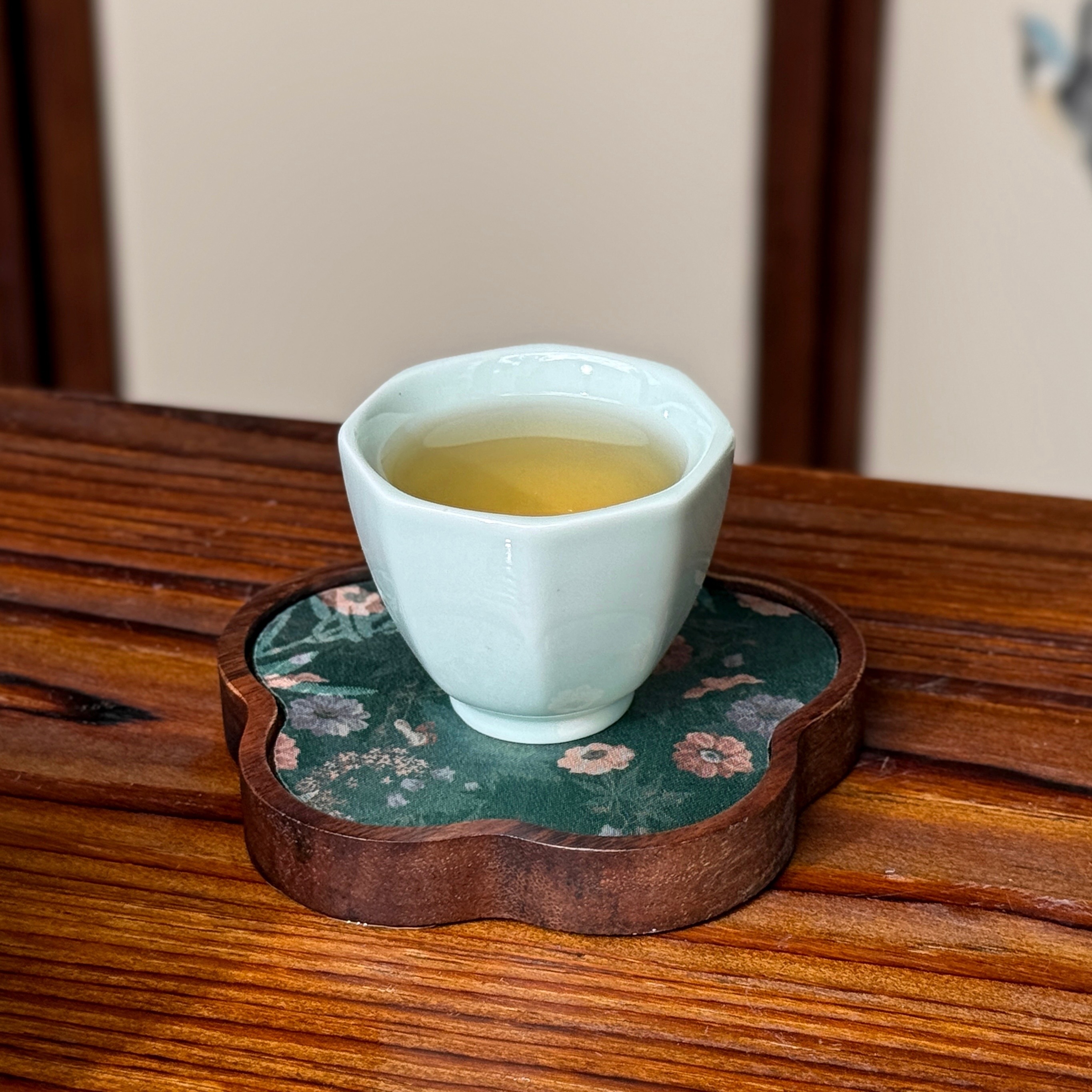 【长安知己】中国非遗耀州窑青瓷茶杯酒杯主人杯天青八面八棱杯50ml