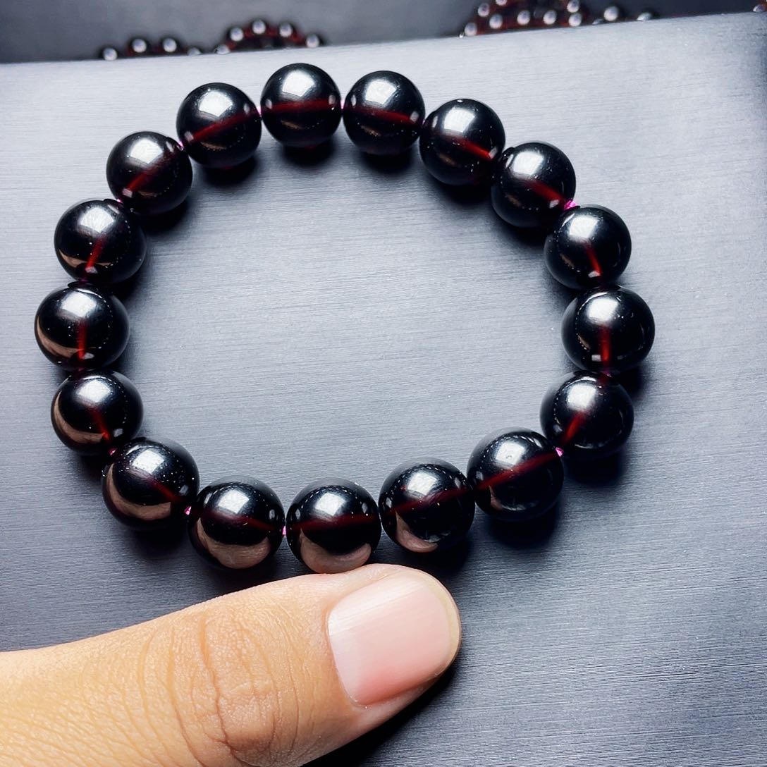 石榴石手链未镶嵌12MM毕业级酒红单圈天花板10A级