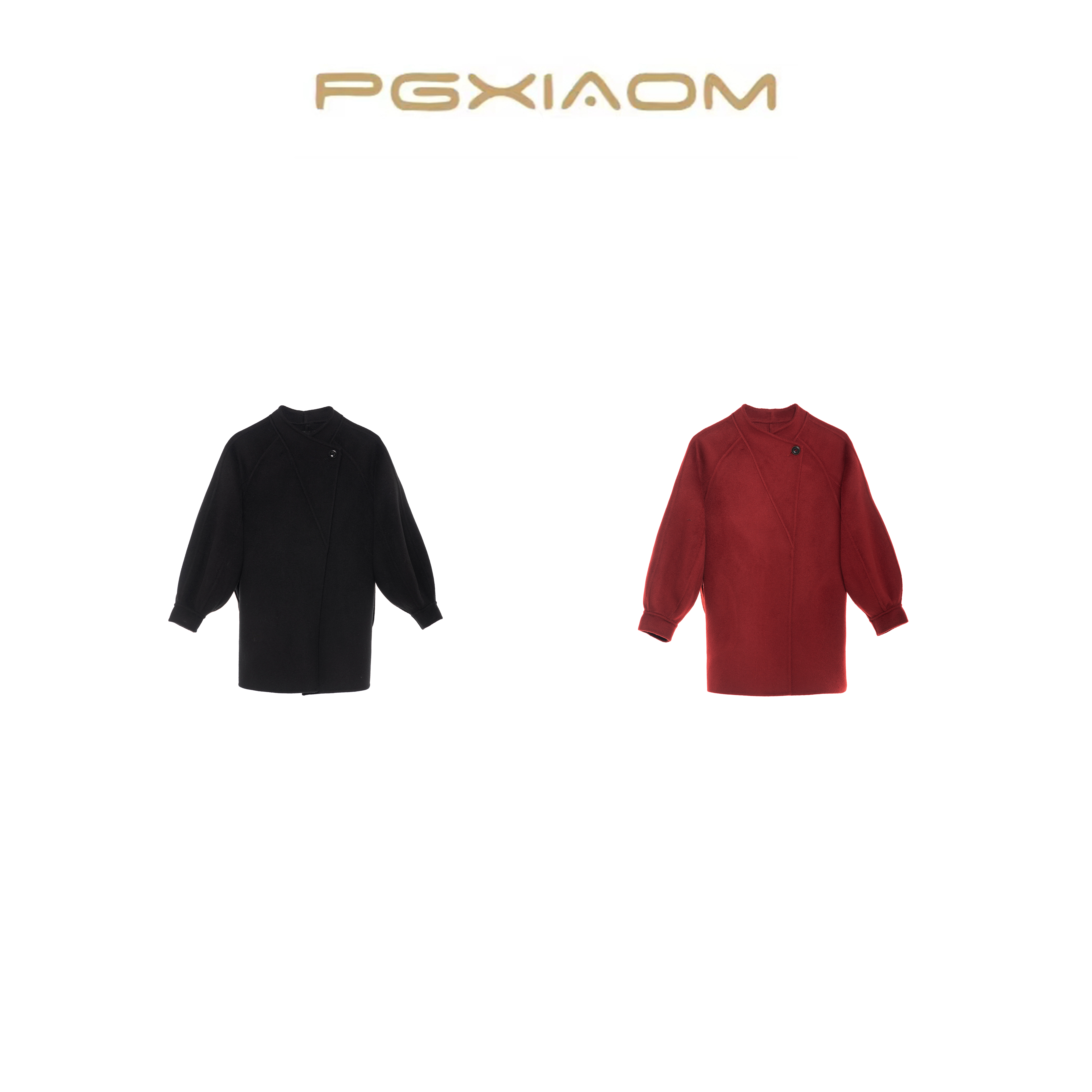  【PGXIAOM】润秀定制红 黑两色灯笼袖羊毛大衣DY4589             