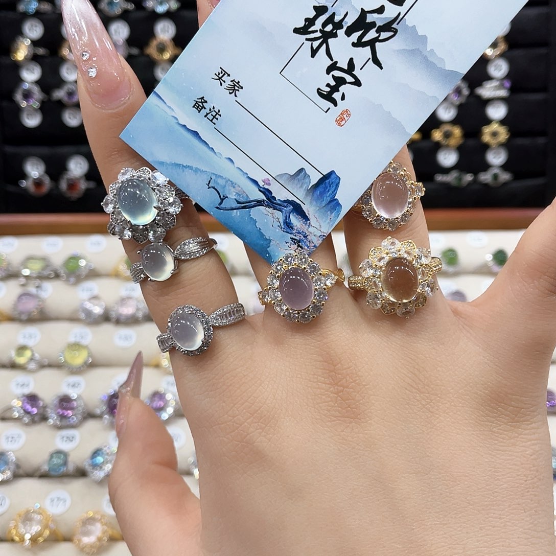 萤石戒指银S925镶嵌夢*5