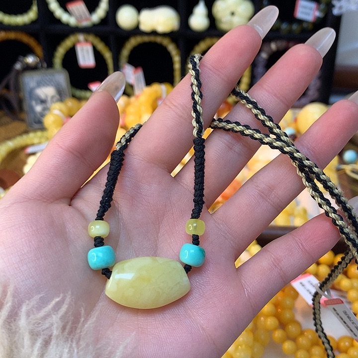 琥珀手链未镶嵌蜜蜡吊坠项链