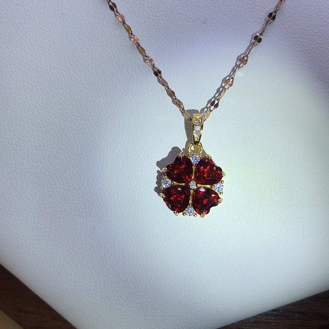 石榴石颈饰银S925镶嵌15-3