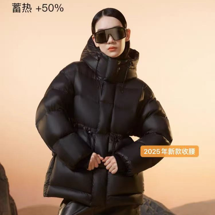 现货鹅绒羽绒服女4.0中短款加厚收腰2025冬季情侣款黑钻极寒外套