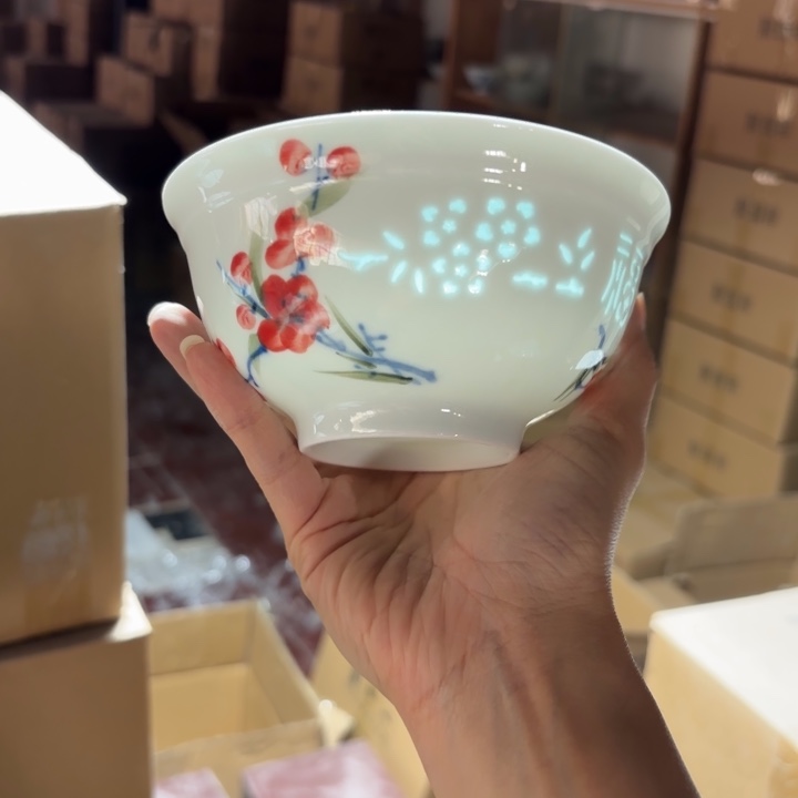 玉瓷景德镇陶瓷米饭碗两只一级品