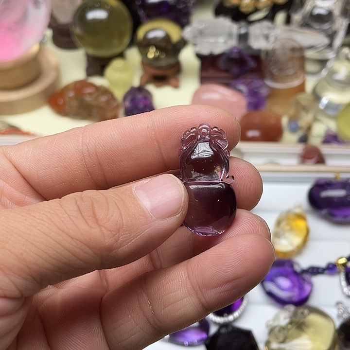 水晶颈饰银S925镶嵌罐*紫水晶