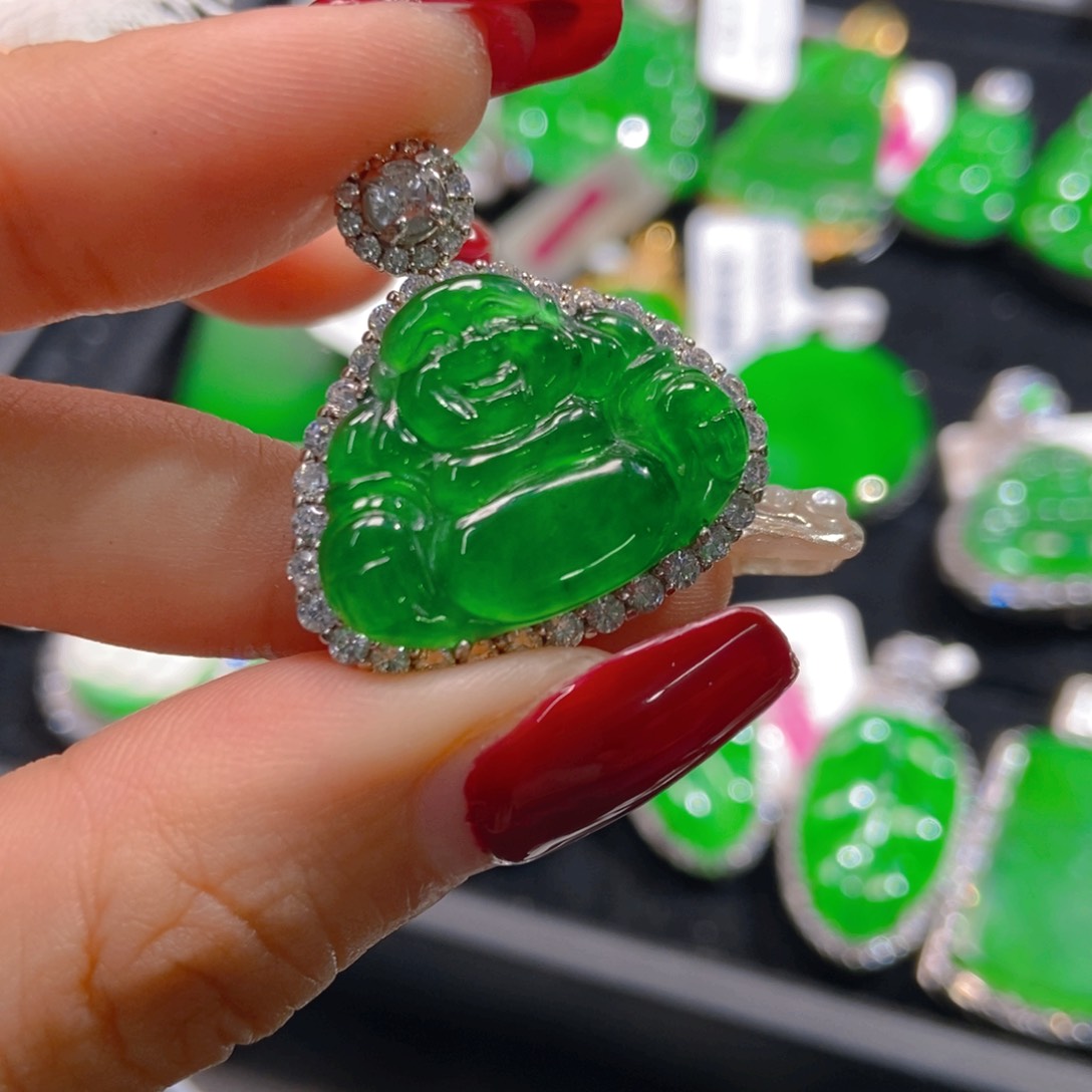 翡翠吊坠(不含链)银S925镶嵌