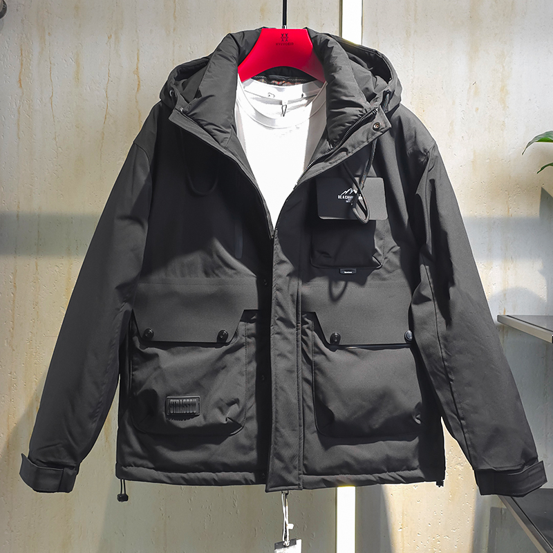秋冬男款轻奢有格调保暖时尚潮流简约连帽外套9902