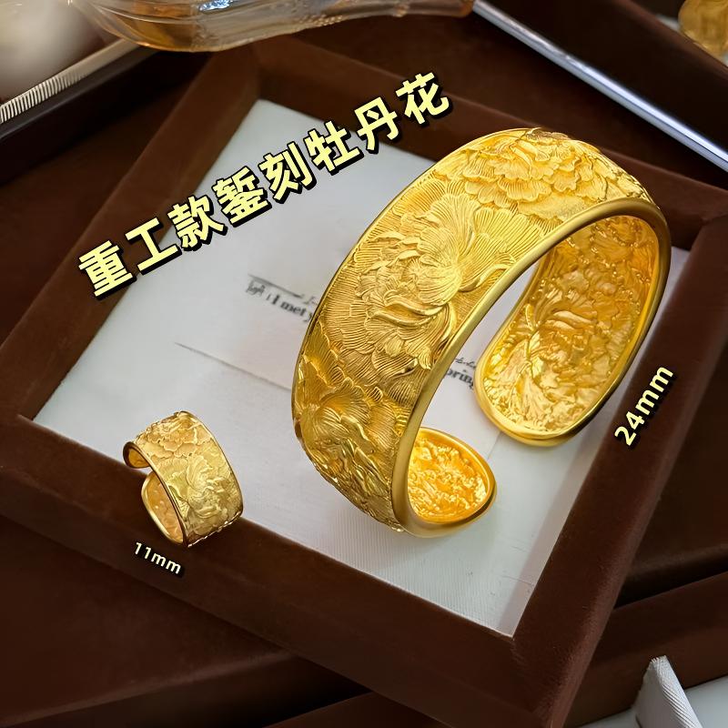 铜合金手镯 不掉色镯子新中式民族风古法开口民族风手镯美古法