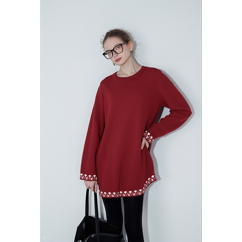 【花蕾蕾】【幸运新年红】时尚休闲百搭氛围感针织毛衣M353326