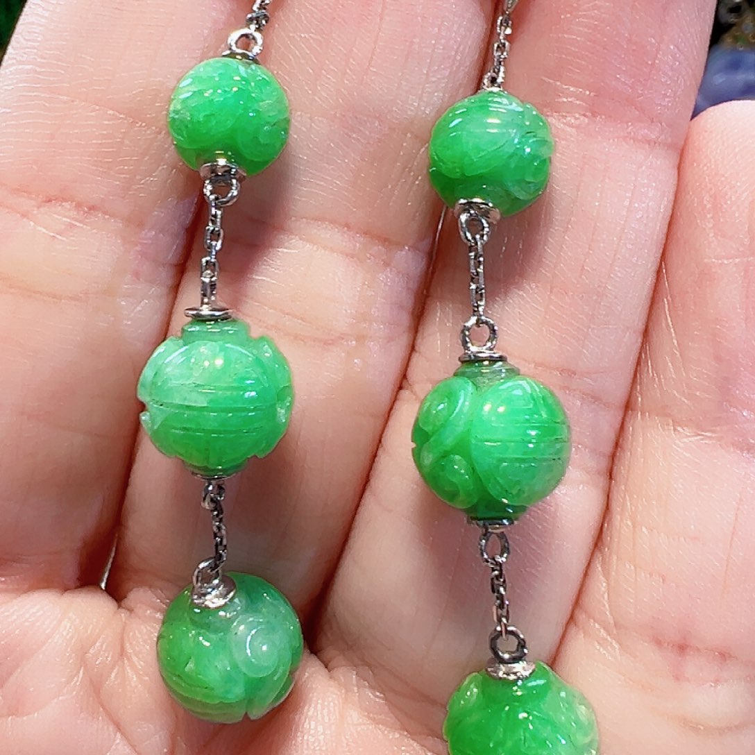 翡翠耳饰18K金镶嵌签收后24小时鉴赏期