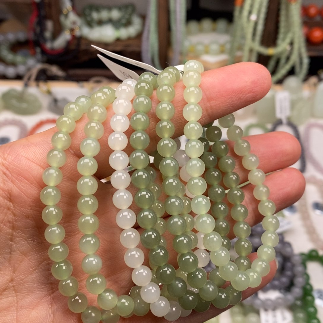 和田玉手链未镶嵌微瑕多样性拍一发一