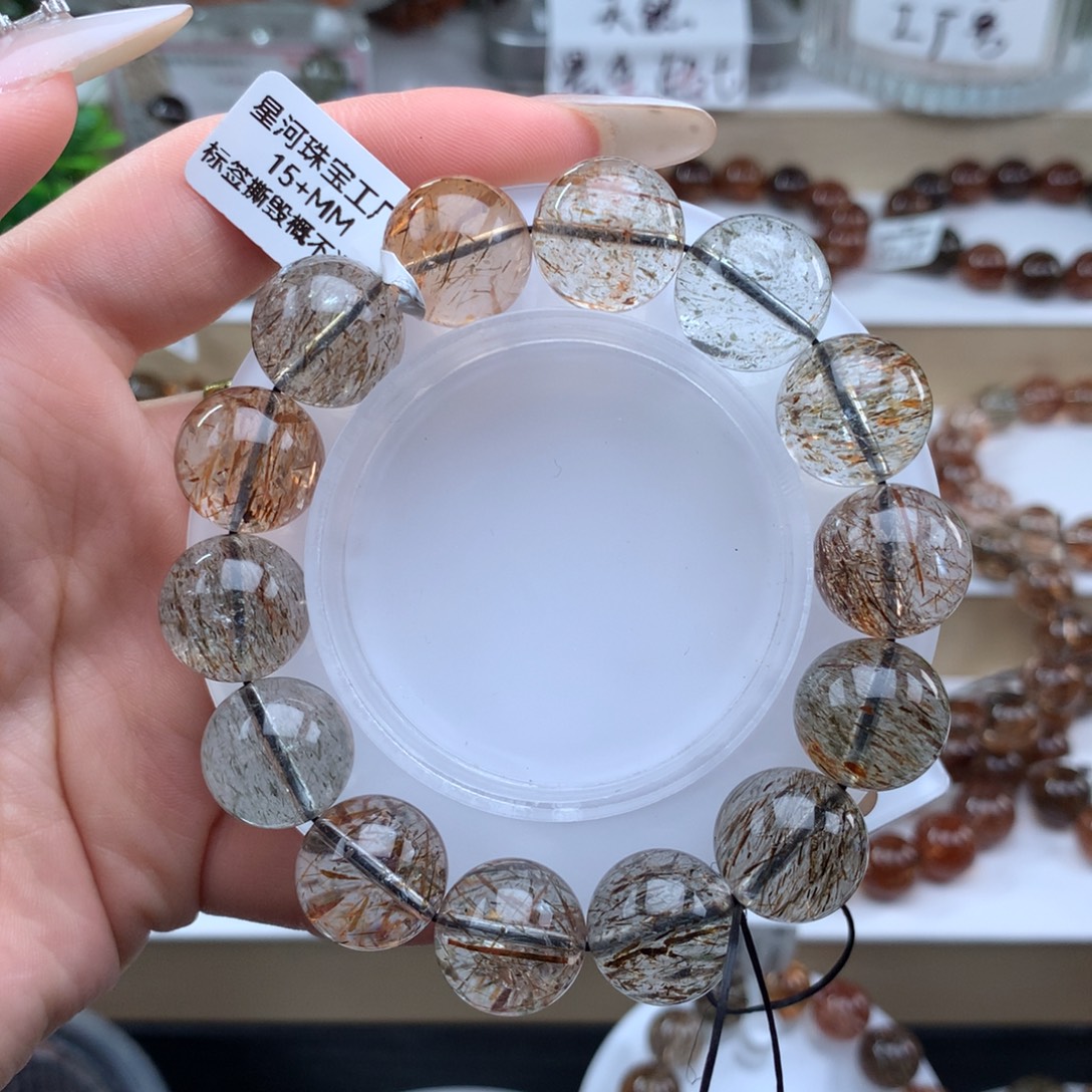 水晶手串未镶嵌黑金超七多样性发其一