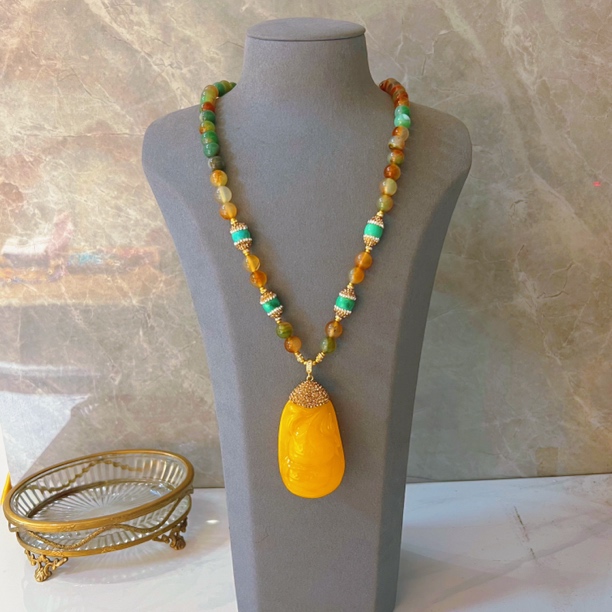 铜合金项链 多彩弗娜洛系列2133气质时尚百搭黄色轻奢长款彩色