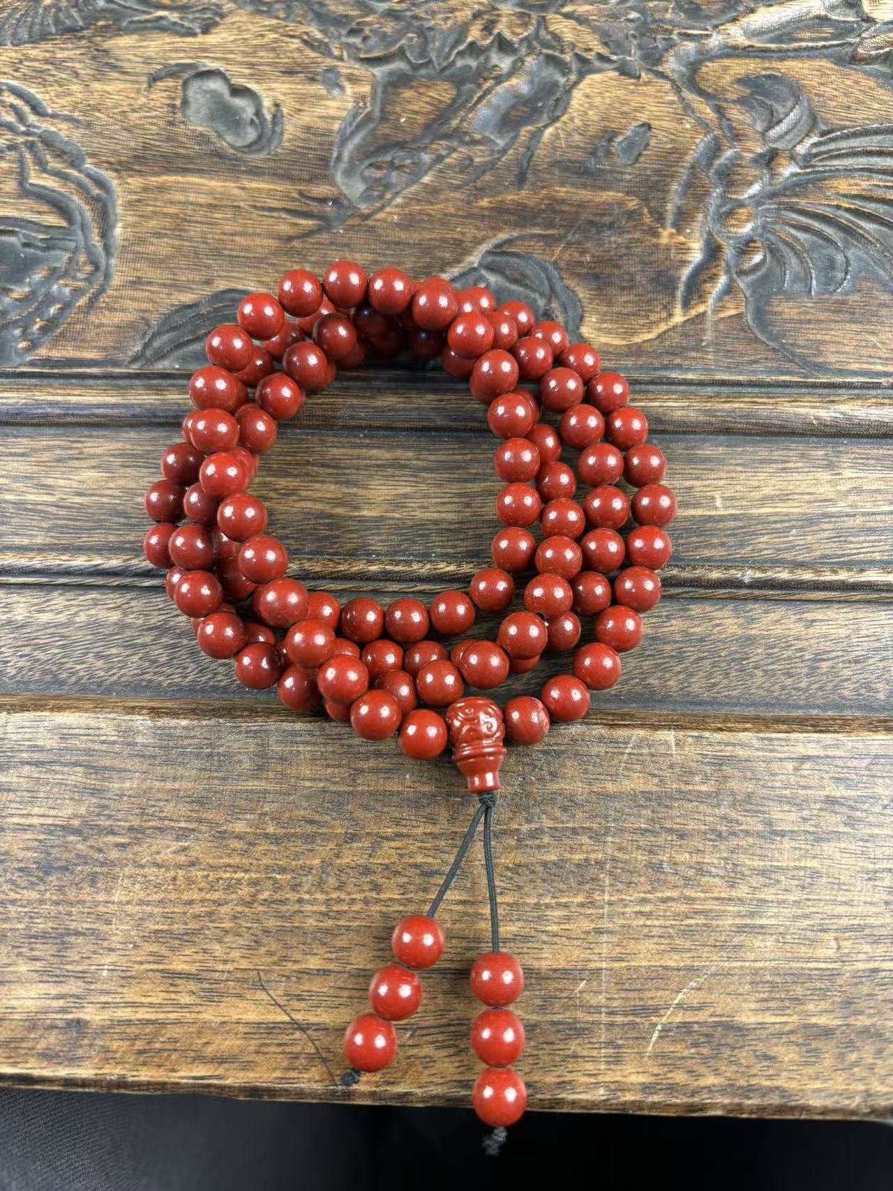 天然辰砂朱砂含辰砂红色手链一个{小七甄选}