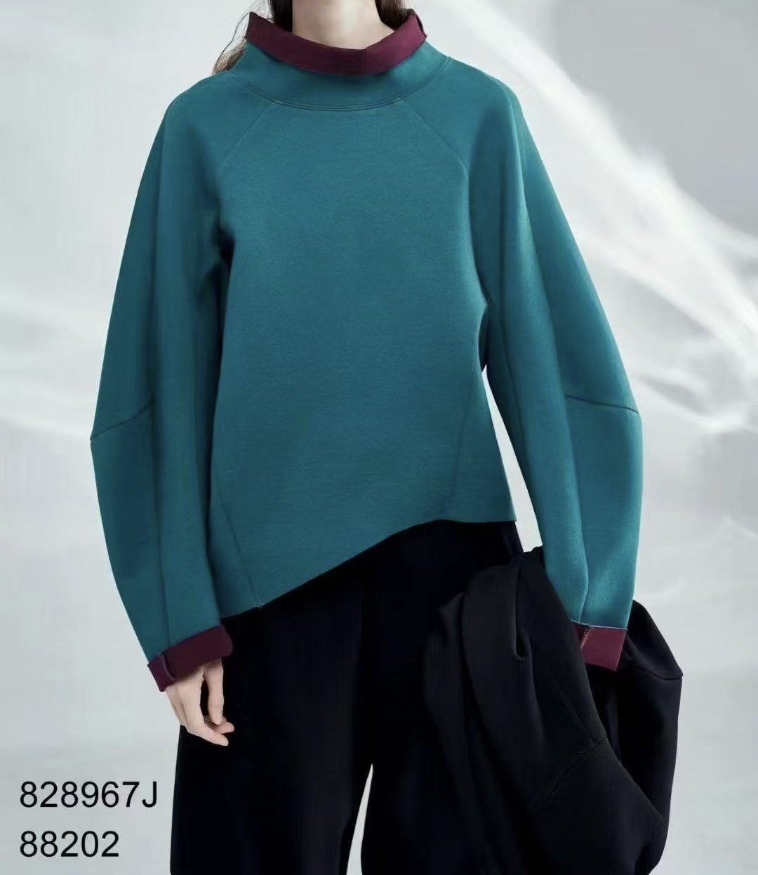 有货SKGD#828967春秋福利加厚不规则高领卫衣，衣长：65cm