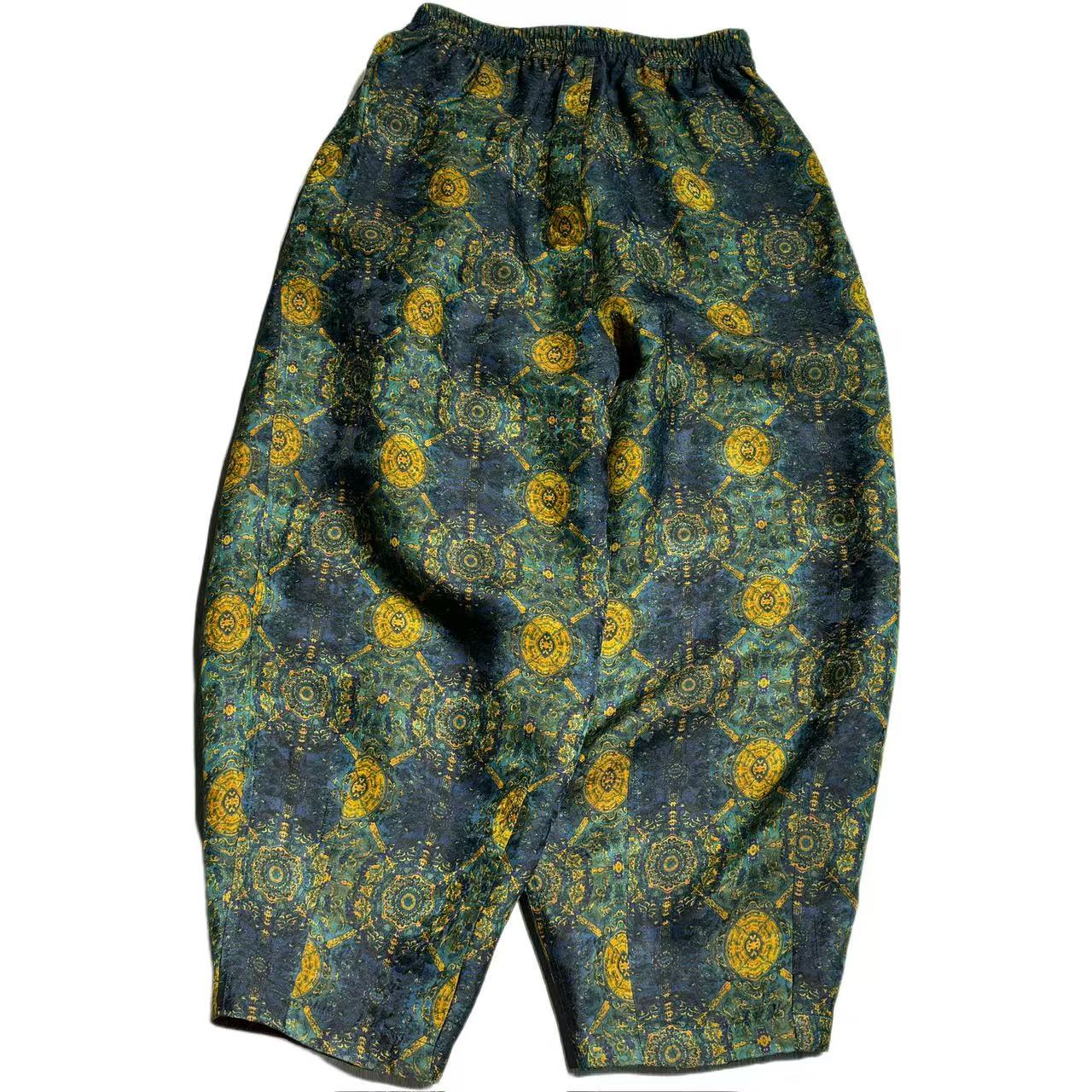 【非遗香云纱】2025夏季新款墨池染双非遗八达晕休闲百搭花苞裤