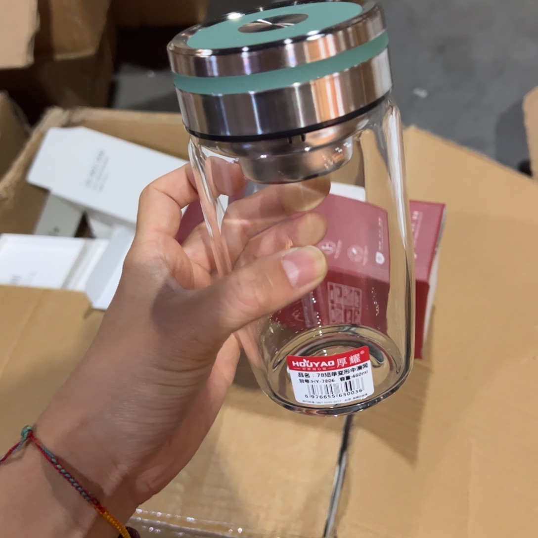 厚耀单层烫手玻璃杯460ml深谙绿色