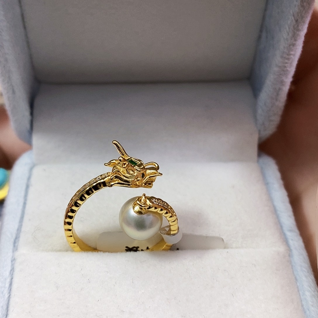 海水珍珠极光特价真多麻戒指8mm银S925镶嵌