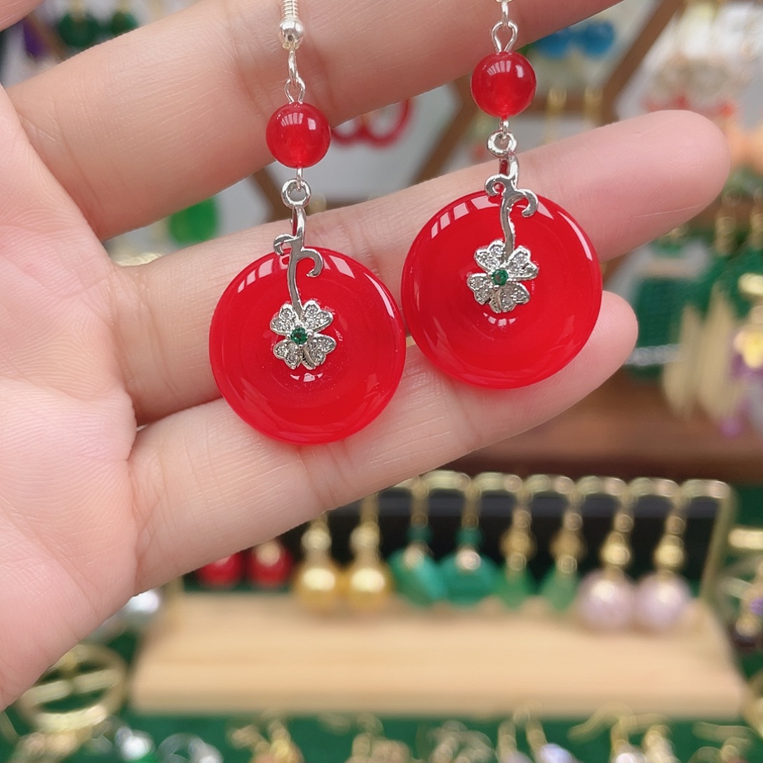 玛瑙/玉髓合金耳饰