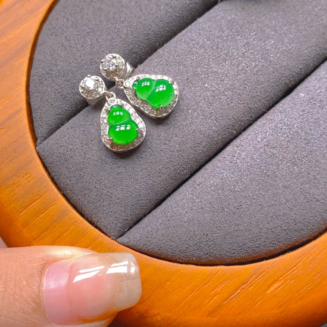 翡翠耳饰银S925镶嵌888888888888