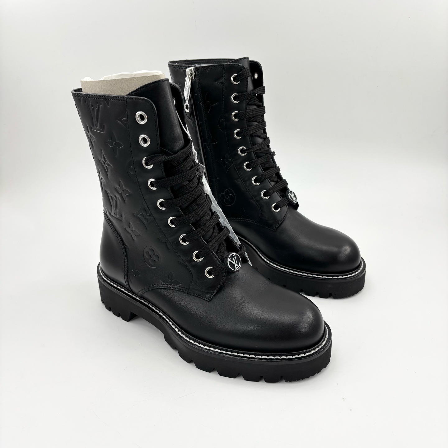 未使用 LouisVuitton/路易威登 35码/黑色暗纹短靴/p0304