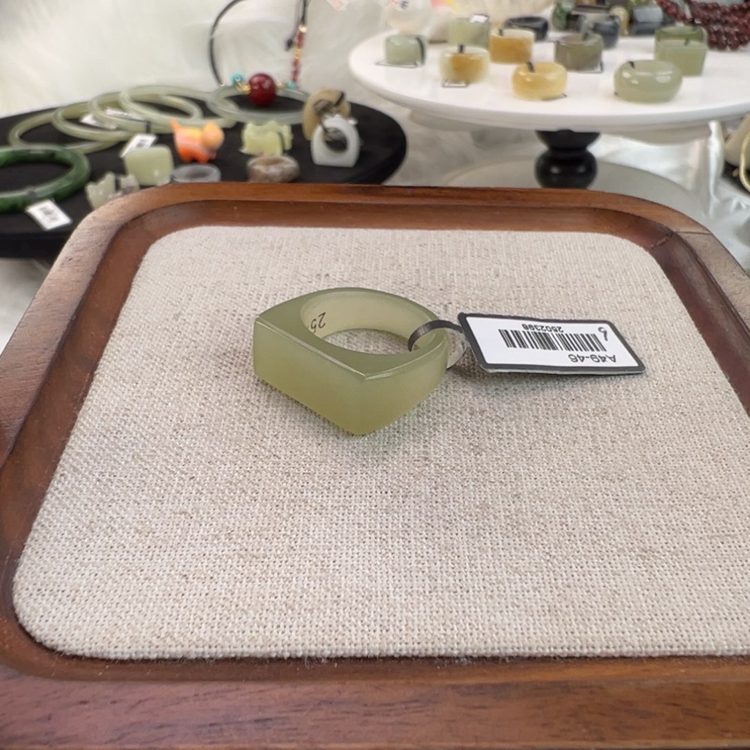 和田玉未镶嵌戒指w97晴水绿马鞍17.0不退换