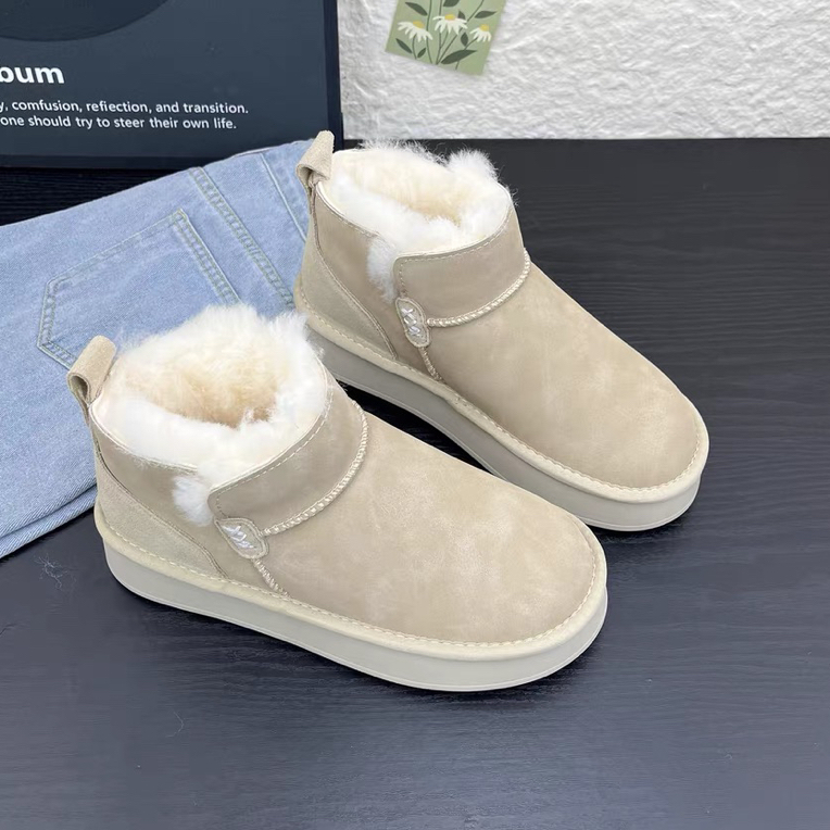 雪地靴女冬季新款加绒加厚短筒平底防滑东北保暖厚绒棉鞋002