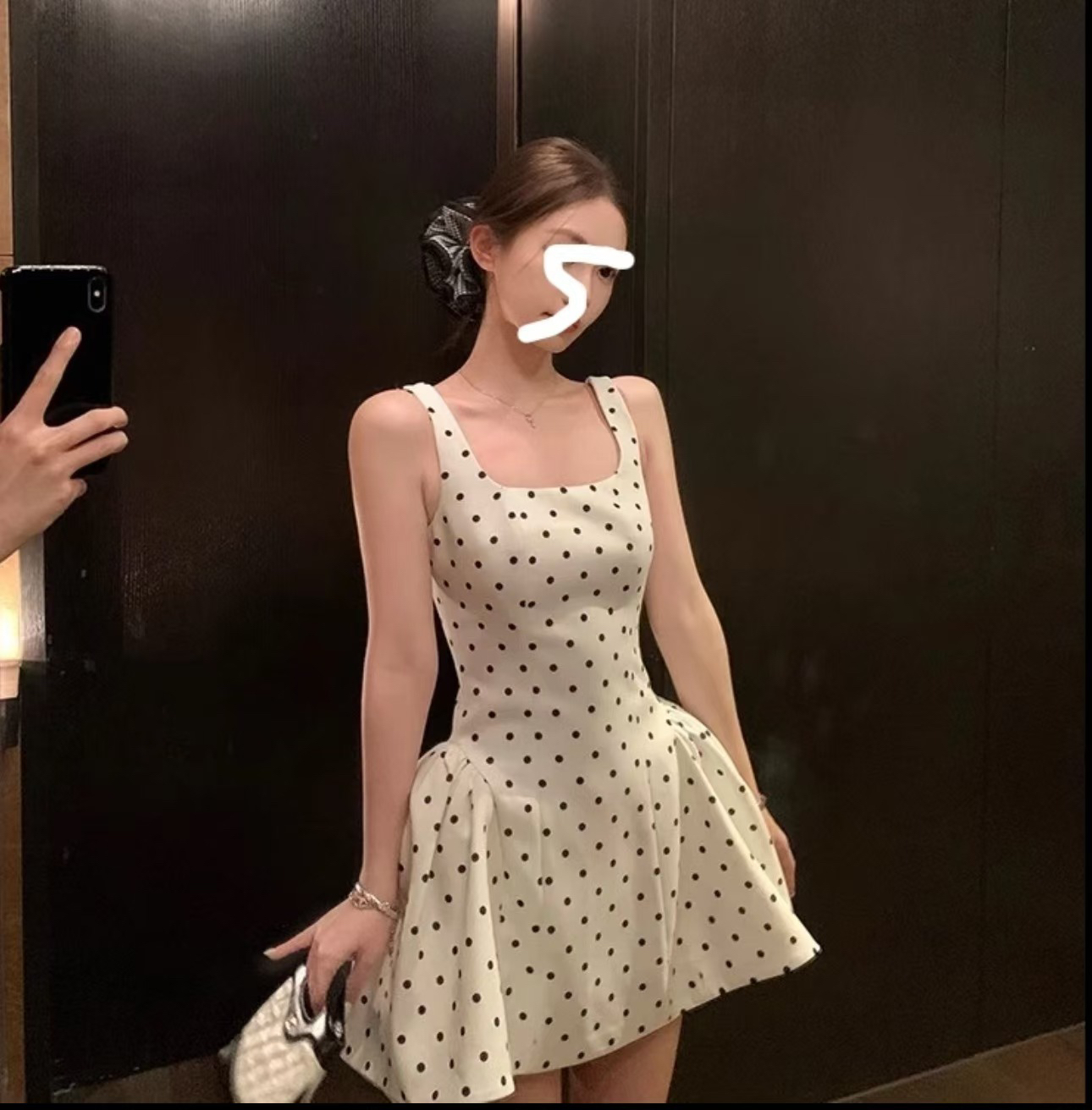 【芭比然】虞书欣珍妮同款波点背心连衣裙女夏季千金感收腰显瘦短裙