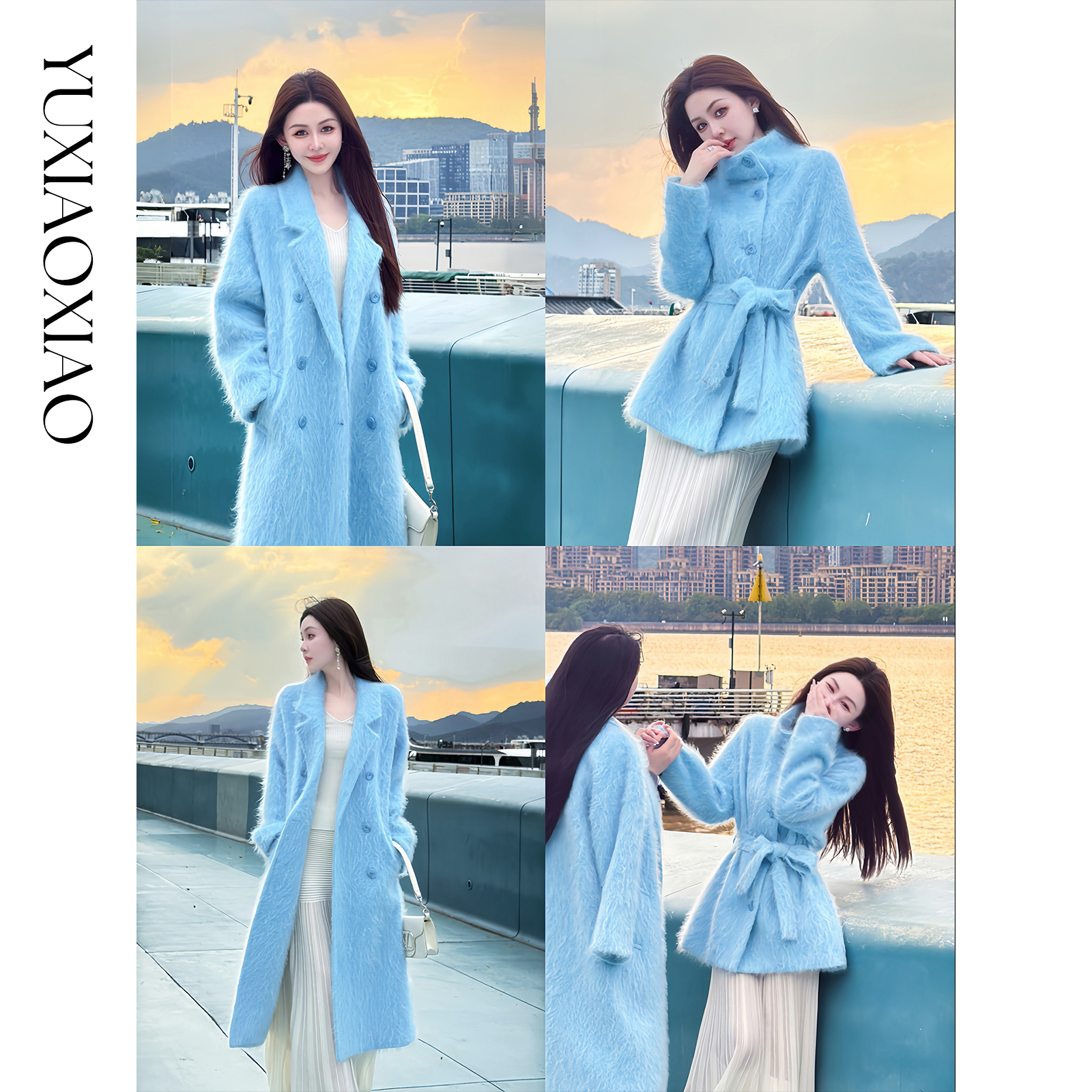 余潇潇【心水战衣】高级定制100山羊绒西装领长款大衣&立领短款大衣