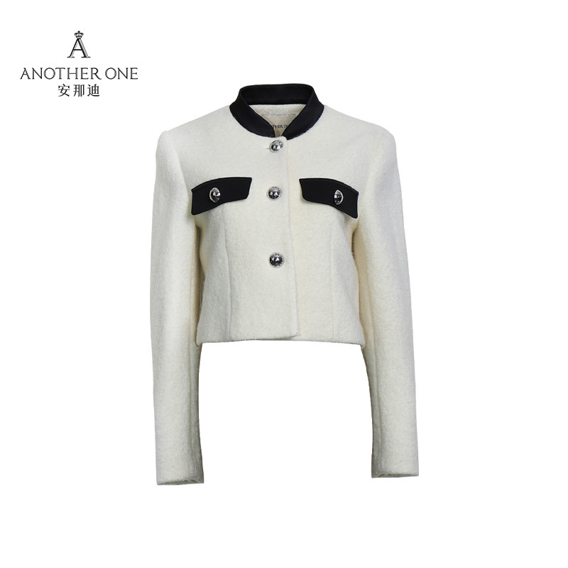 ANOTHER ONE安那迪法式小香风名媛设计感通勤圆领短款显瘦上衣