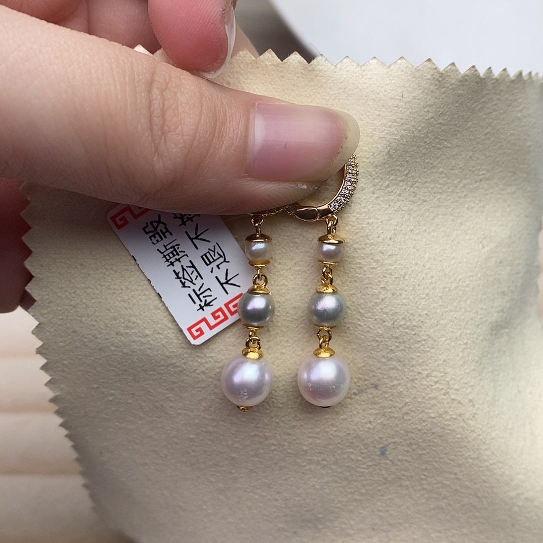 海水珍珠耳饰银S925镶嵌