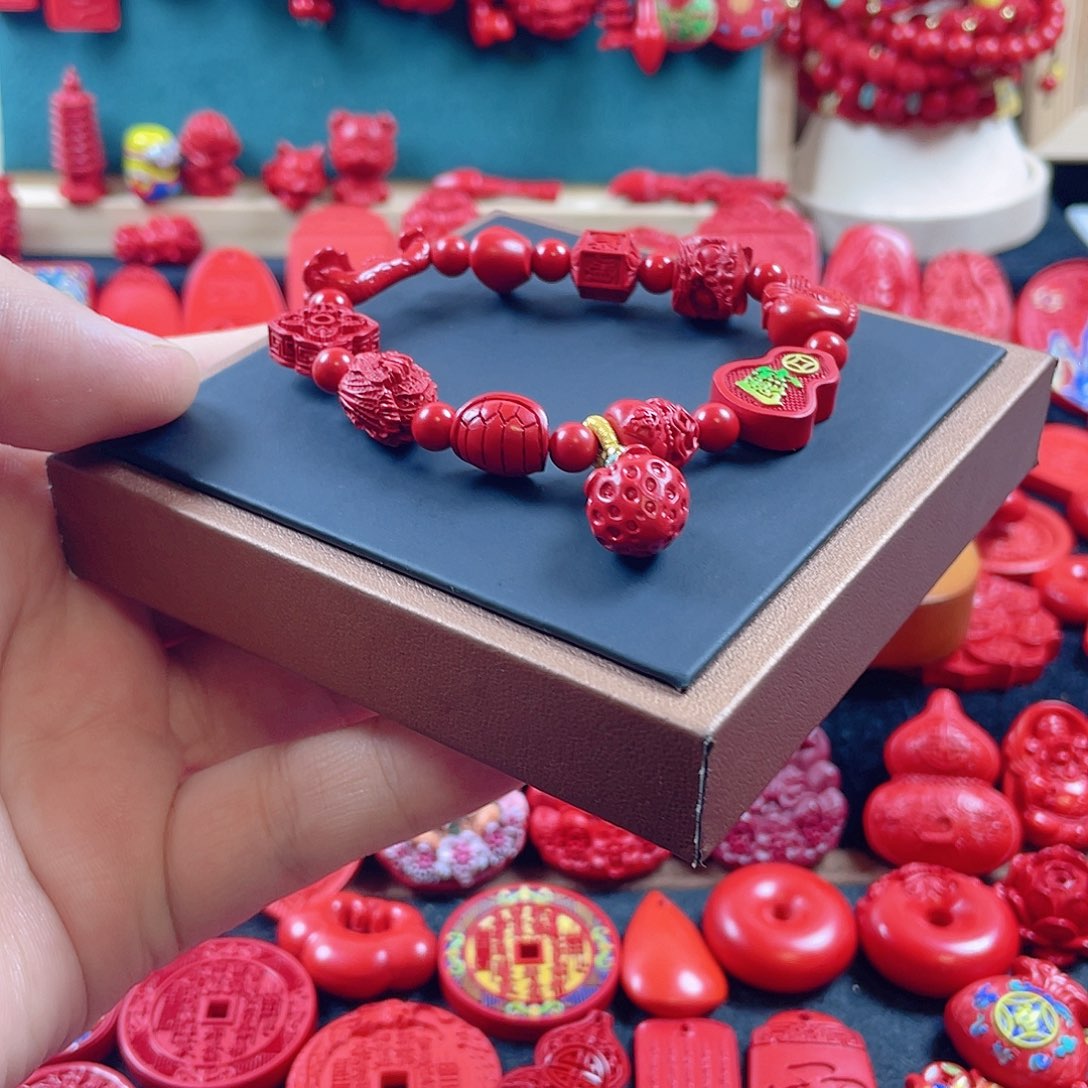 小***婆天然辰砂含辰砂工艺品多宝手串